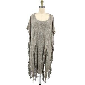 Mes Demoiselle Alpaca Blend Tunic Poncho Womens One Size Fringe Sweater